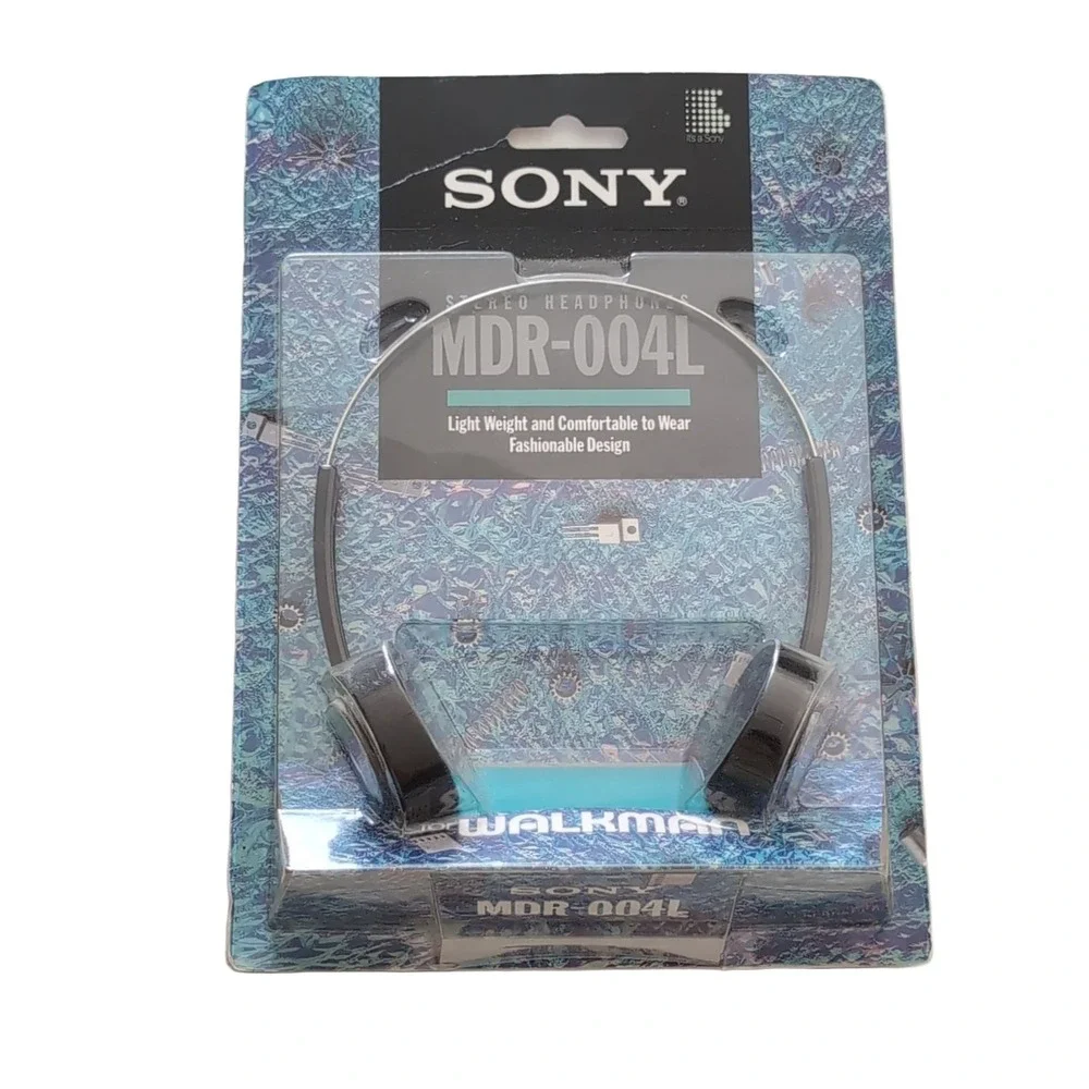 Sony Stereo Headphones MDR-004L Lightweight Adjustable Headband Black Silver